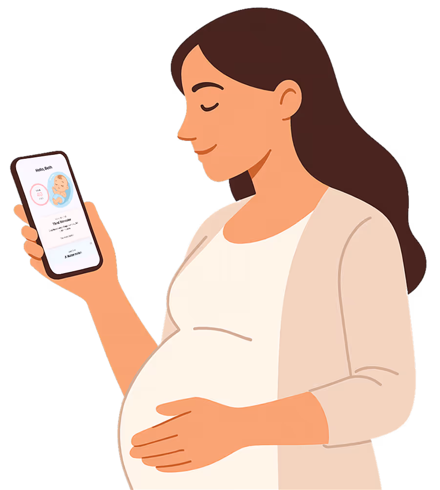 Pregnancy AI App Hero Image Woman on App